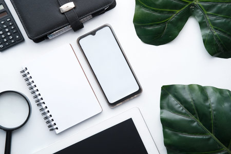 smart phone with white screen on white.