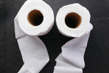 roll of toilet paper on gray background