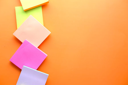 colorful sticky note on color background with copy space