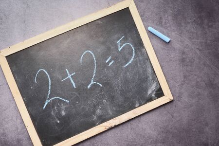 Mistake in math formula on chalkboard, education conceptの写真素材