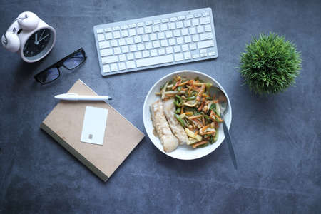 Healthy business lunch in the officeの写真素材