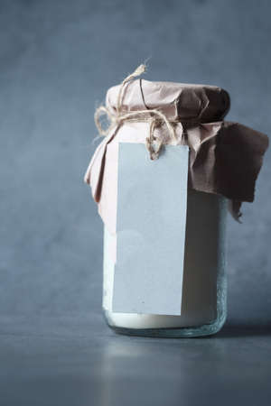 coconut oil mockup with blank label, close upの写真素材