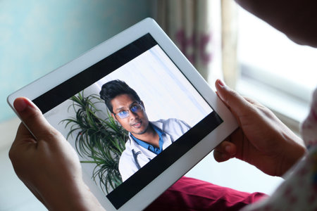 online consultation with doctor on digital tablet