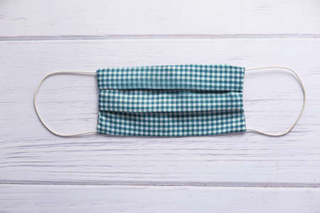 Close up of homemade mask on white tableの写真素材