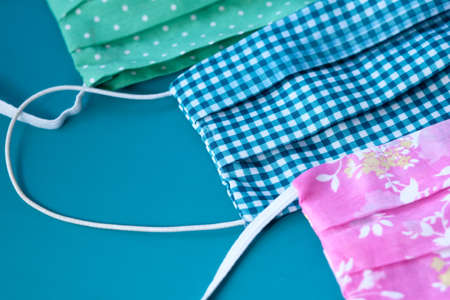 homemade face masks on green background close upの写真素材