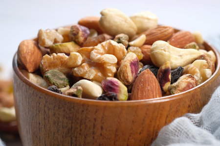 a bowl of mixed nut close up