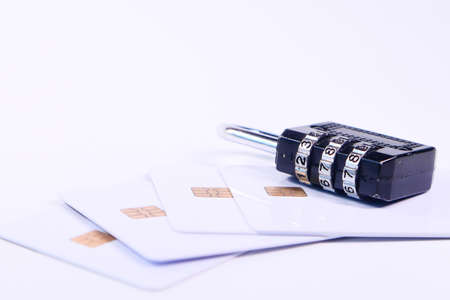 padlock on credit card, Internet data privacy information security conceptの写真素材