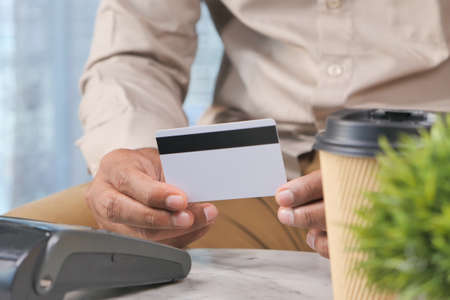 Payment terminal charging from a card, contactless payment.の写真素材