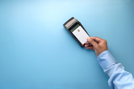 Payment terminal charging from a card, contactless payment.の写真素材