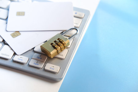 padlock on credit card, Internet data privacy information security concept