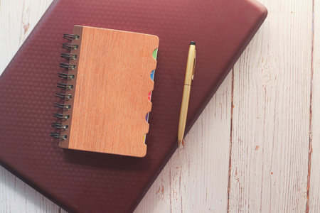 flat composition of laptop and office stationary on deskの写真素材