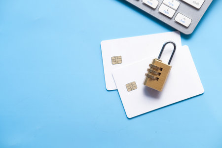 padlock on credit card, Internet data privacy information security conceptの写真素材