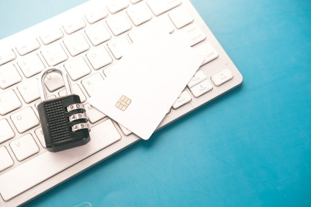 internet safety concept with padlocked on computer keyboard