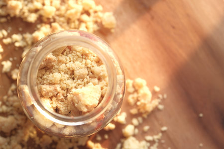 cheese cakes parfait and crumble in a jar ,