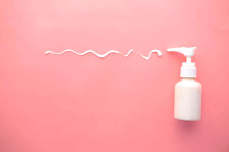 Close up of beauty cream in a pink containerの写真素材