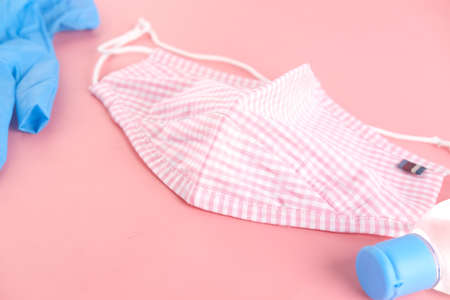 zero waste homemade face masks on pink backgroundの写真素材