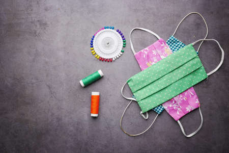 zero waste homemade face masks on black background top downの写真素材
