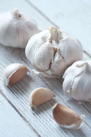 close up pf garlic on white background,の写真素材