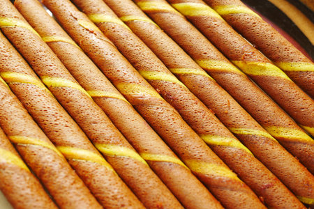 Detail shot of wafer roll chocolate