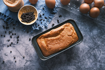 baking cake with ingredient on black background,