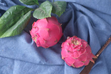 dragon fruit on a table , top viewの写真素材