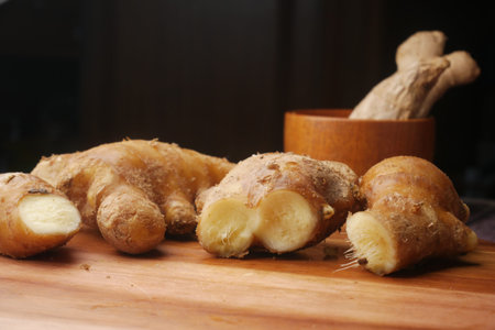 Close up of Gingers on chopping board.