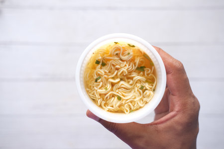 cooking noodles instant top view.の写真素材