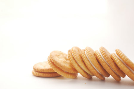 close up of sweet cookies on isolated on white