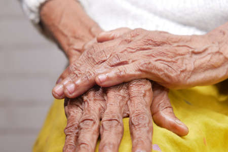 close up of hands of a elderly personの写真素材