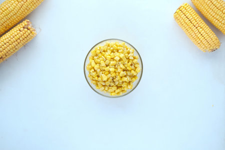 Sweet corns in a bowl on table ,