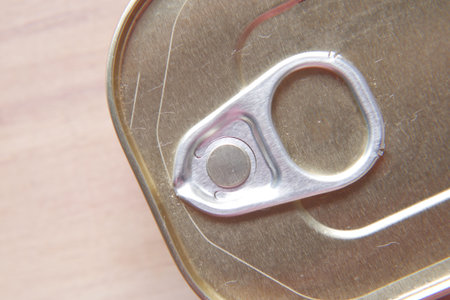 close up of a food can on white background ,