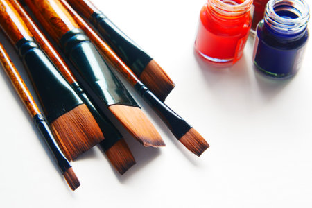 many art brush on a paper with copy space ,