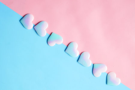 colorful love heart on flat surfaceの写真素材