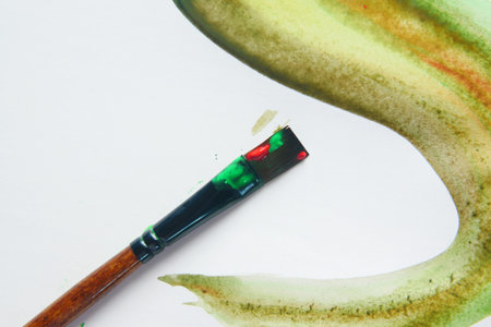 art brush on a paper with copy space ,の写真素材