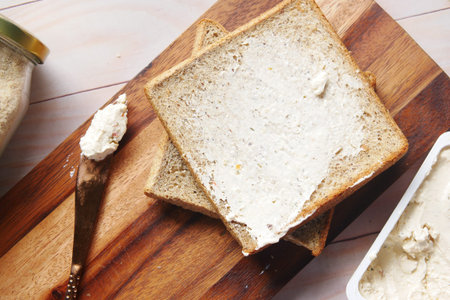 low fact cheese cream spread on a bread