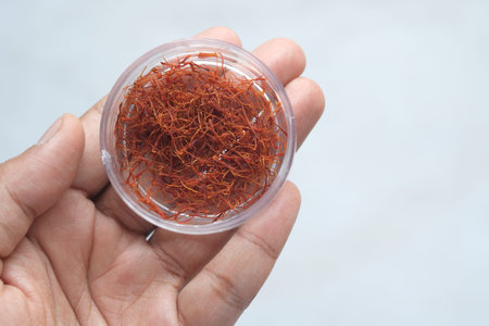 Saffron Spice in a container top view