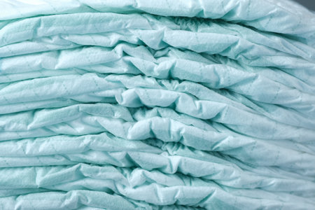 stack of baby diaper on table,の写真素材