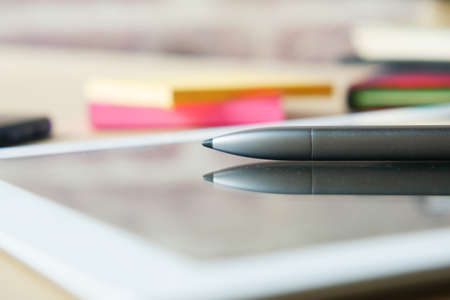 digital tablet and graphic on tableの写真素材