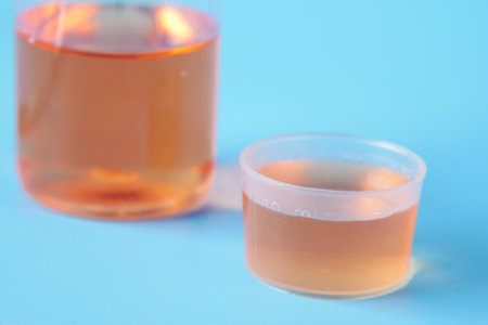bottle with liquid medicine on white ,の写真素材
