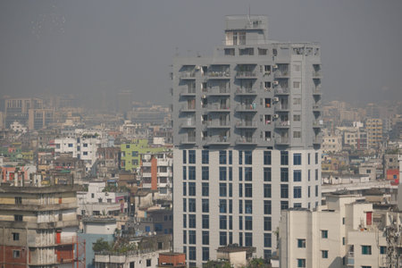dhaka bangladesh 1st december 2021. high angle view of dhaka city cuildingsのeditorial素材