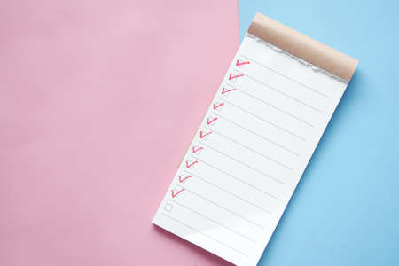 check mark on a check box on a paperの写真素材