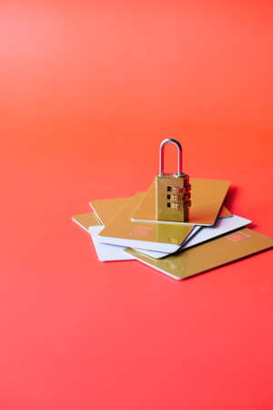 padlock on credit card, Internet data privacy information security conceptの写真素材