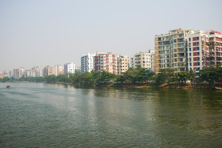financial and residential buildings in dhaka city in bangladesh,の写真素材