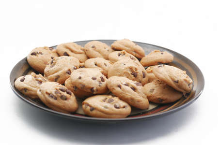 chocolate chip cookies on table close upの写真素材