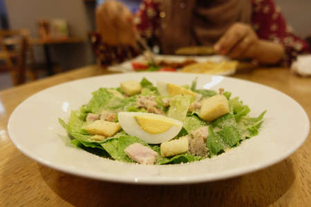 fresh vegetable salad bowl on table,の写真素材