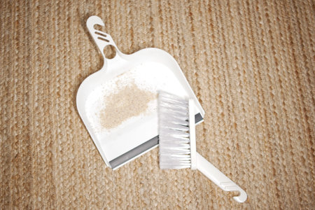 floor dust with dust pan close up ,