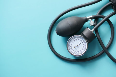 top view of blood pressure machine on table