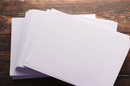 top view of stack of empty paper on table