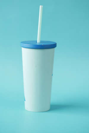 reusable eco coffee cup on table with copy space.の写真素材