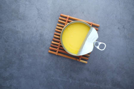 homemade ghee in container on a table ,の写真素材
